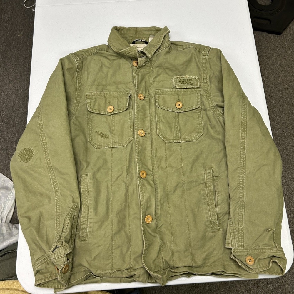 played in heaven Canterbury Field Jacket Green Distressed Utility Canvas Coat